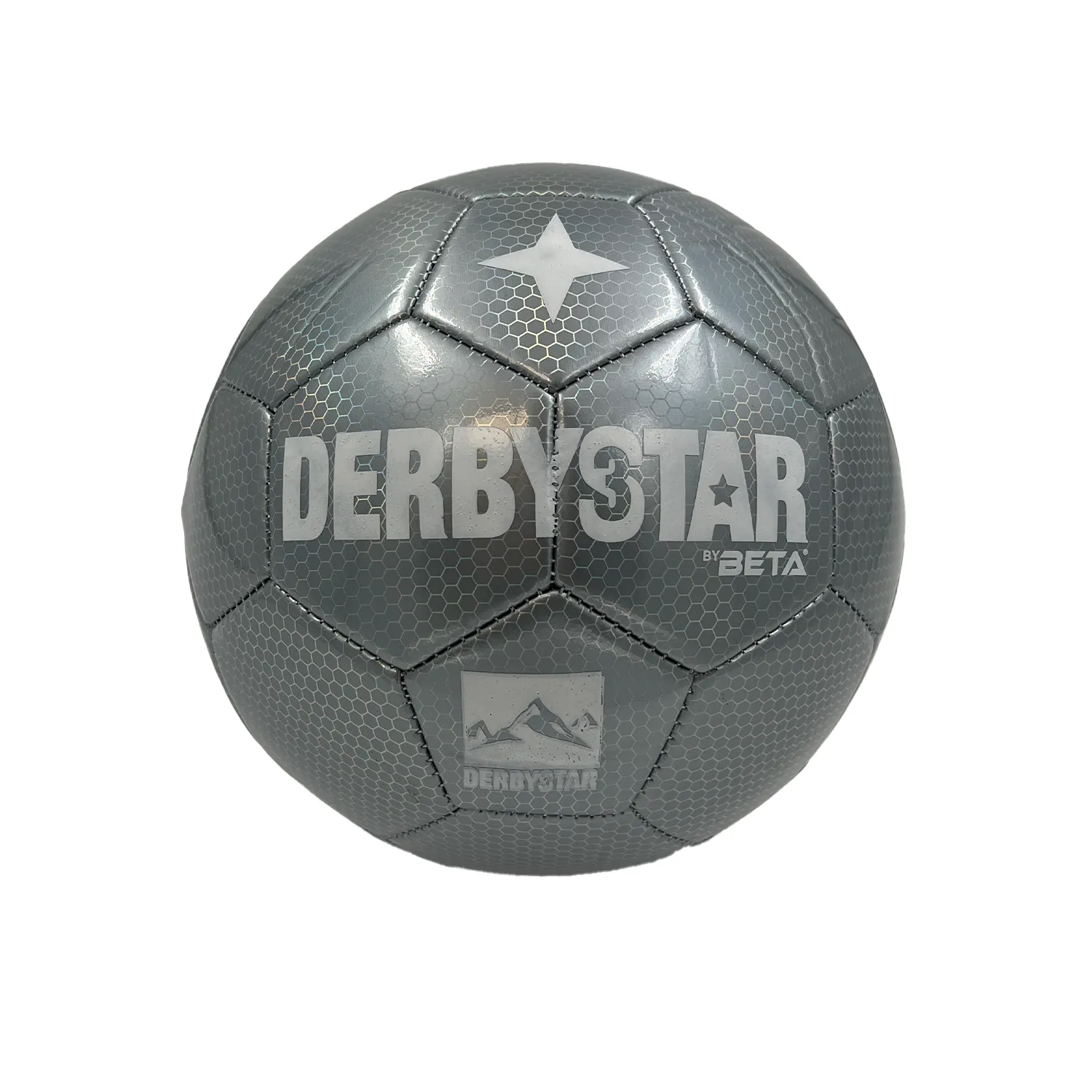 توپ فوتبال دربی استار چرمی دوختی طرح سه ستاره سایز 4