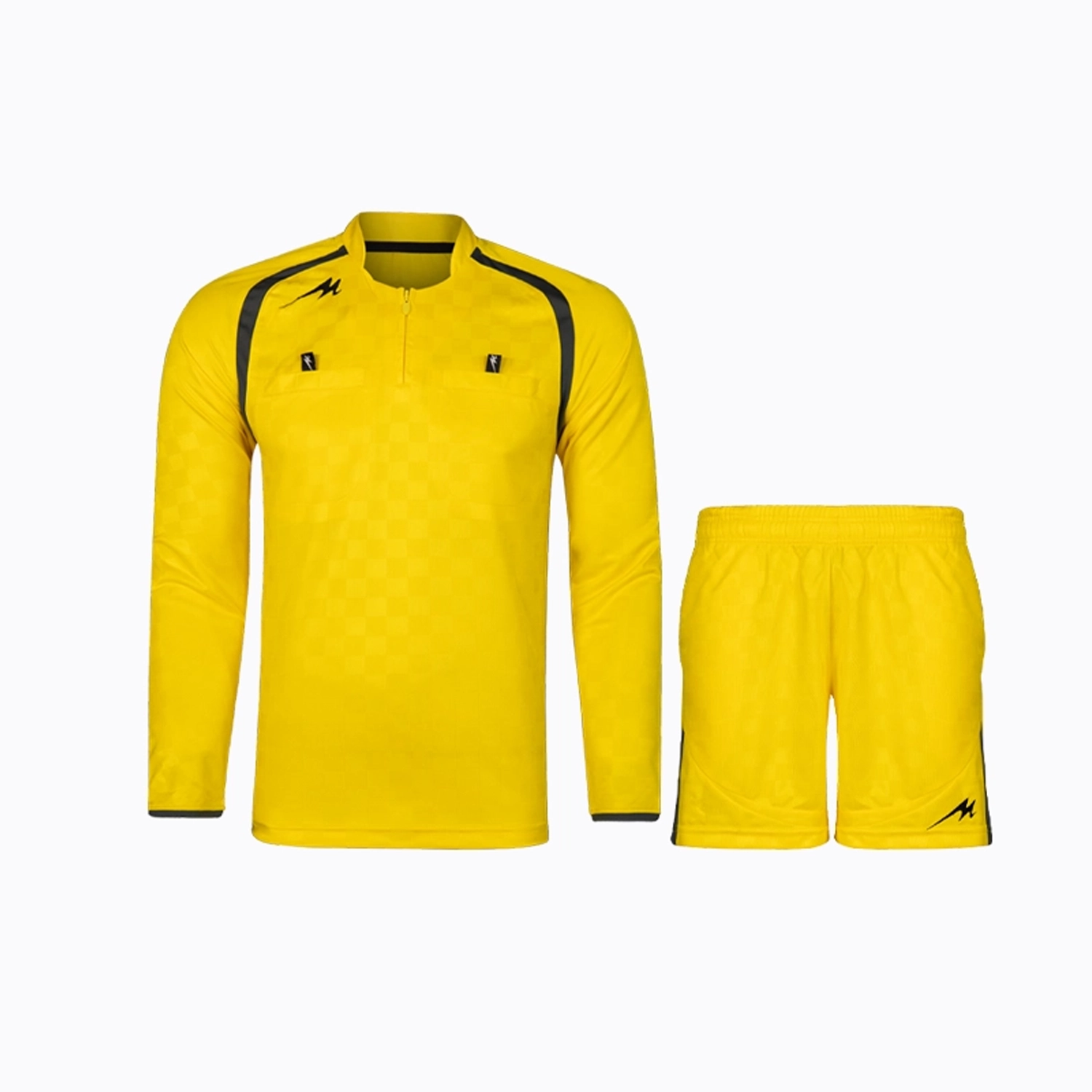 ست پیراهن و شورت آستین بلند داوری مدل 058 ساده زرد مدادی