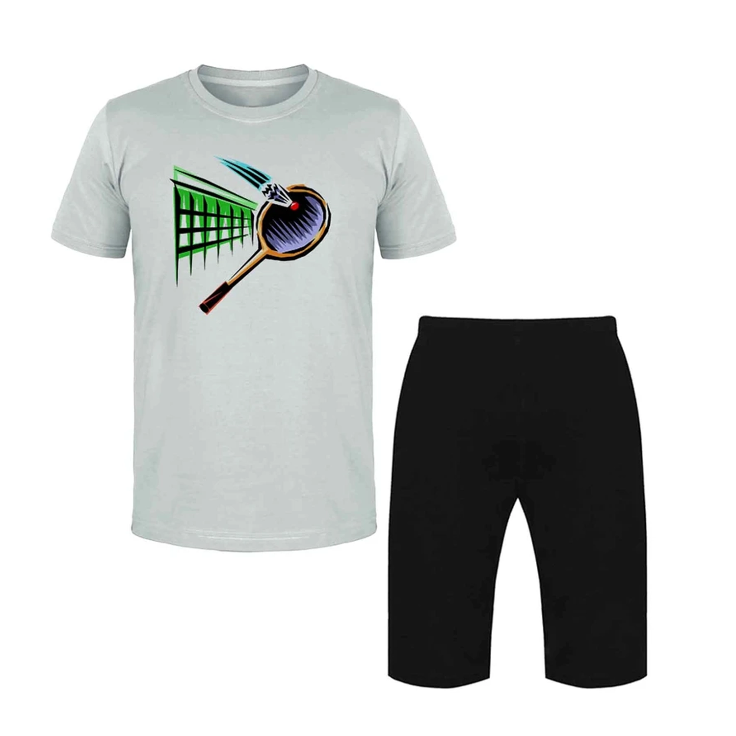 ست تی شرت و شلوارک مردانه مدل بدمینتون کد L132 T