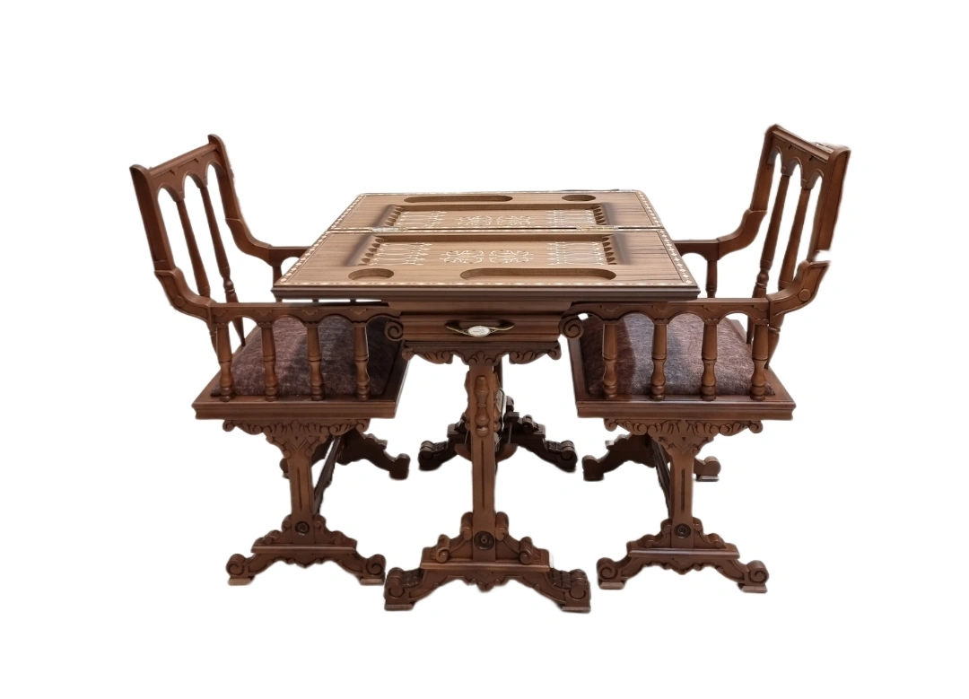 میز و صندلی شطرنج چوب گردو و راش گرجستانی اعلا