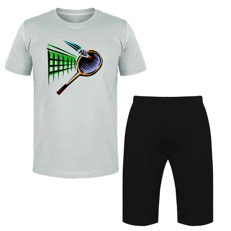 ست تی شرت و شلوارک مردانه مدل بدمینتون کد L132 T