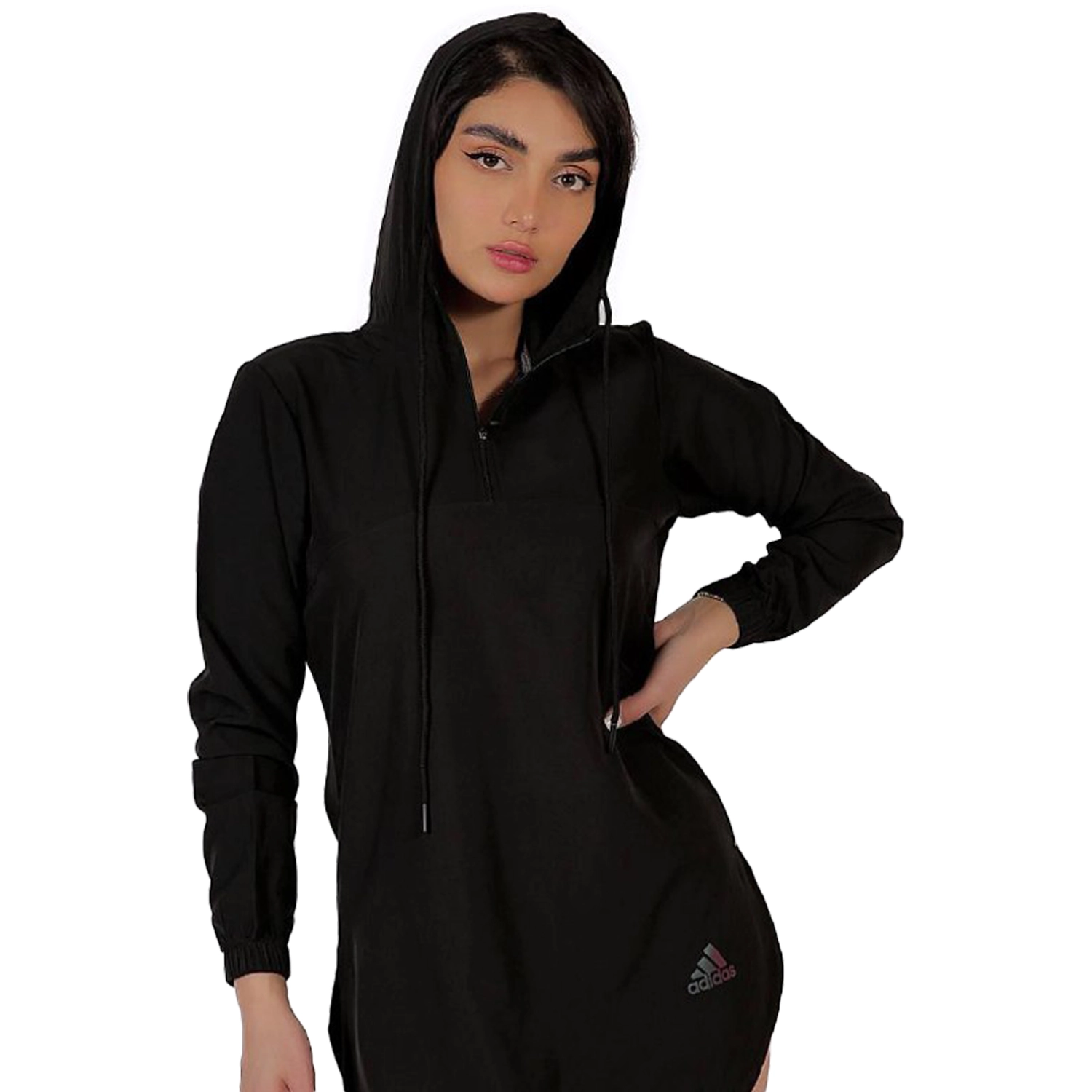 سویشرت تک آدیداس کلاهدار نیم زیپ پارچه آیرو 