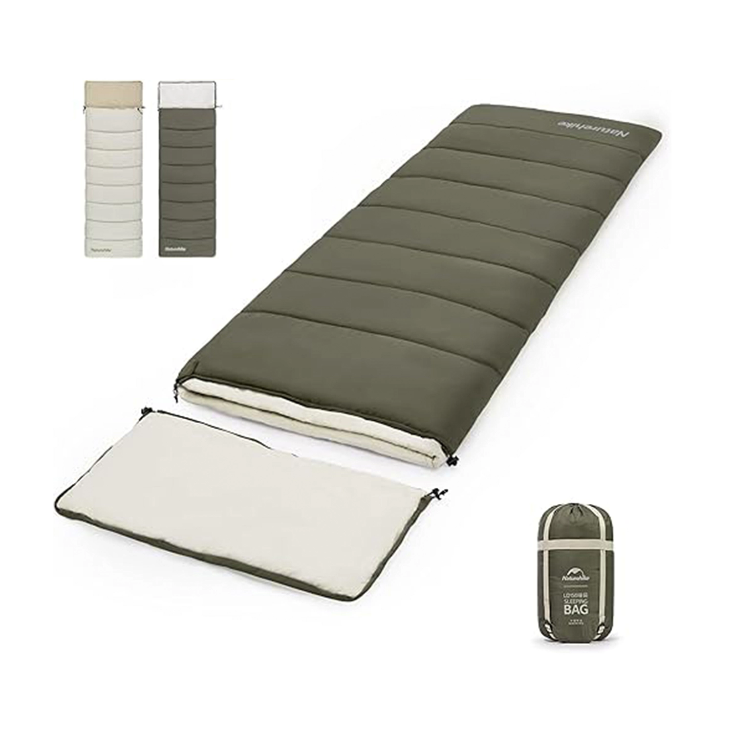 کیسه خواب الیاف سری U نیچرهایک Flexible envelope cotton sleeping bag with hood مدل LD350